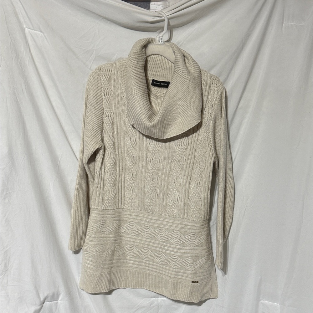 Ivanka Trump Cream Cowl Neck Sweater